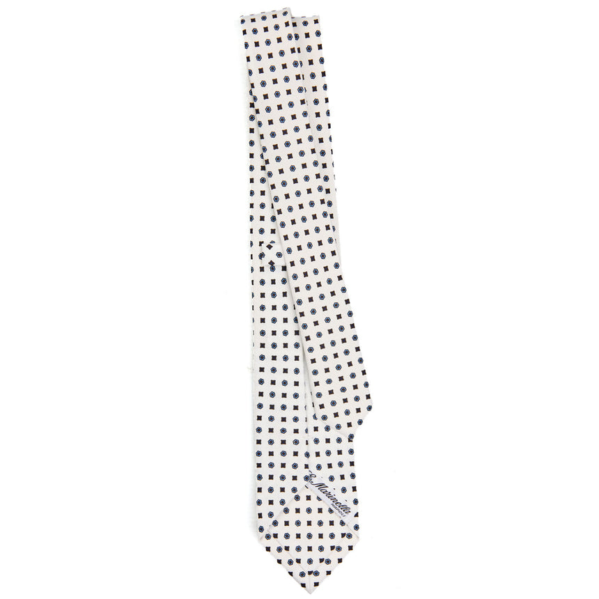 CRAVATTA SARTORIALE 7 CM IN SETA STAMPATA BIANCA
