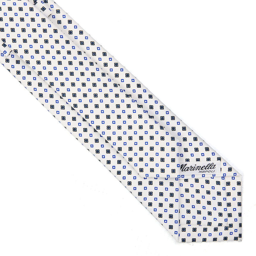 CRAVATTA SARTORIALE 7 CM IN SETA STAMPATA BIANCA