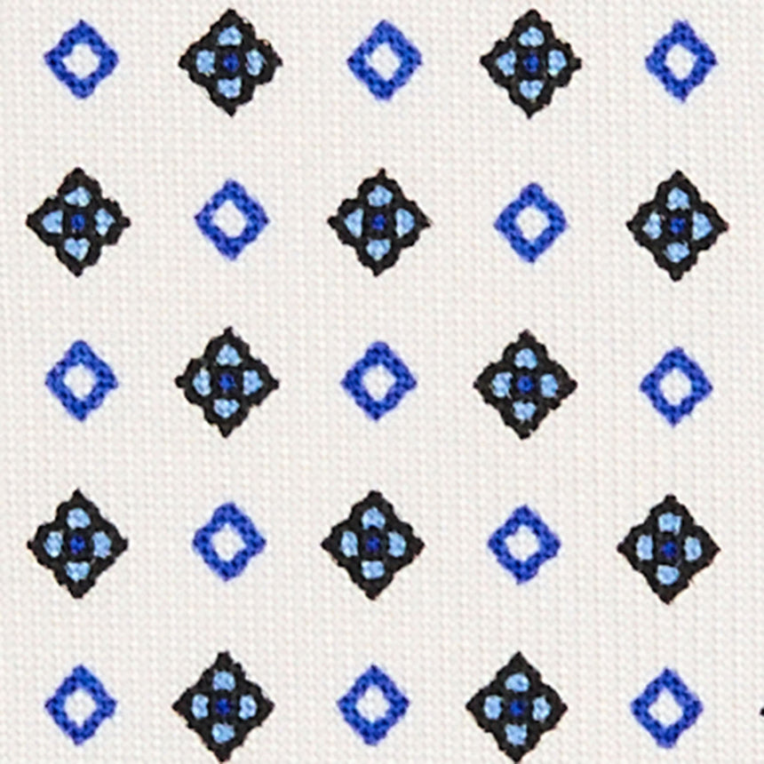 CRAVATTA SARTORIALE 7 CM IN SETA STAMPATA BIANCA