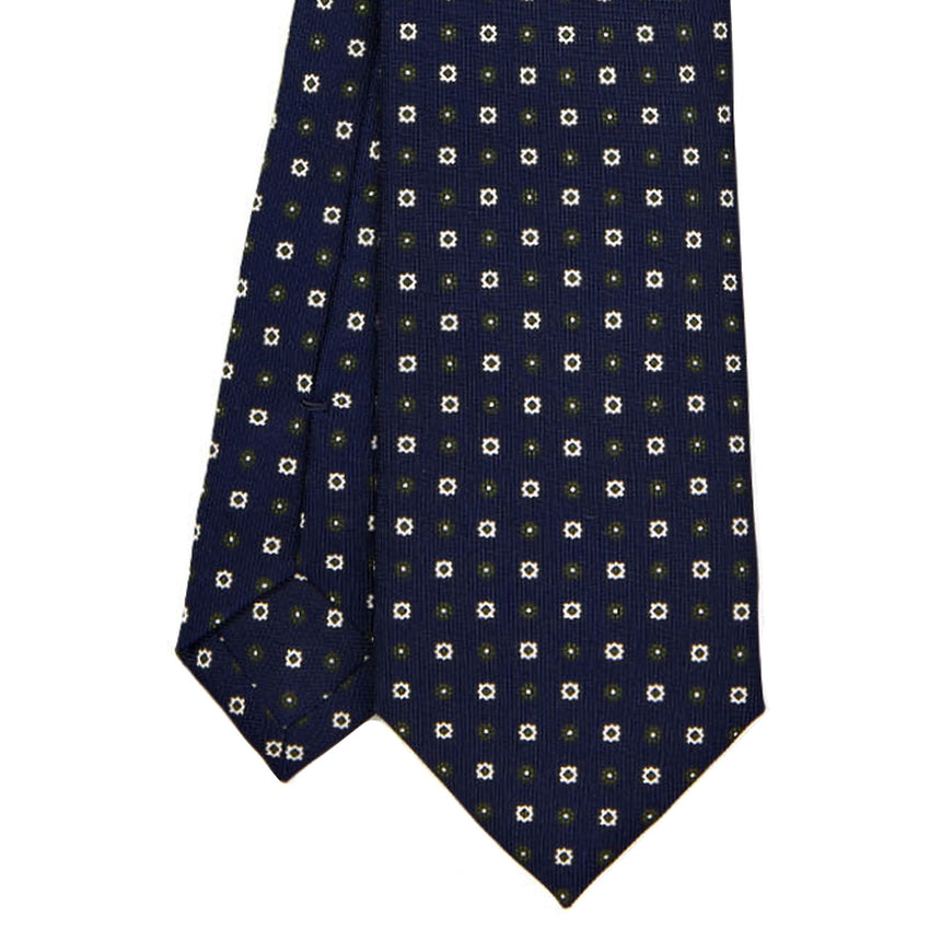 DARK BLUE SARTORIAL 7 CM PRINTED SILK TIE