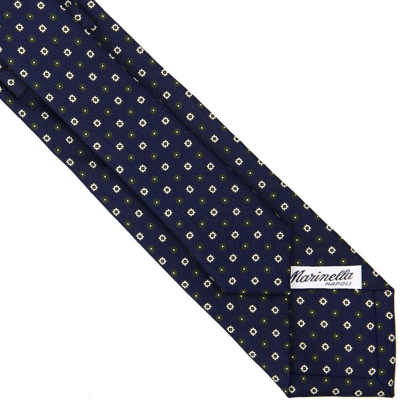 DARK BLUE SARTORIAL 7 CM PRINTED SILK TIE