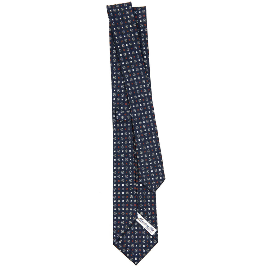 DARK BLUE SARTORIAL 7 CM PRINTED SILK TIE