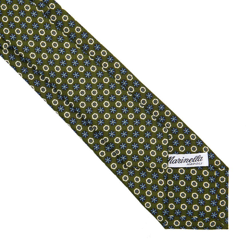 CRAVATTA SARTORIALE 7 CM IN SETA STAMPATA VERDE OLIVA