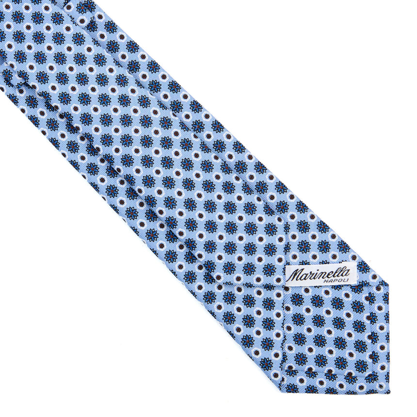 CRAVATTA SARTORIALE 7 CM IN SETA STAMPATA AZZURRA