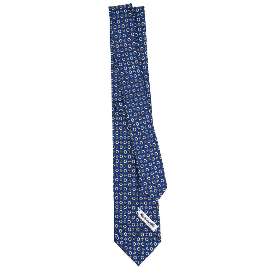 CRAVATTA SARTORIALE 7 CM IN SETA STAMPATA BLU