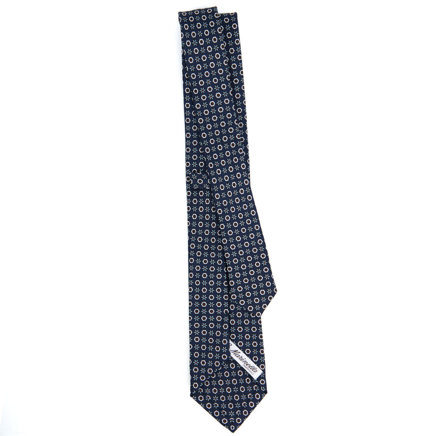 DARK BLUE SARTORIAL 7 CM PRINTED SILK TIE