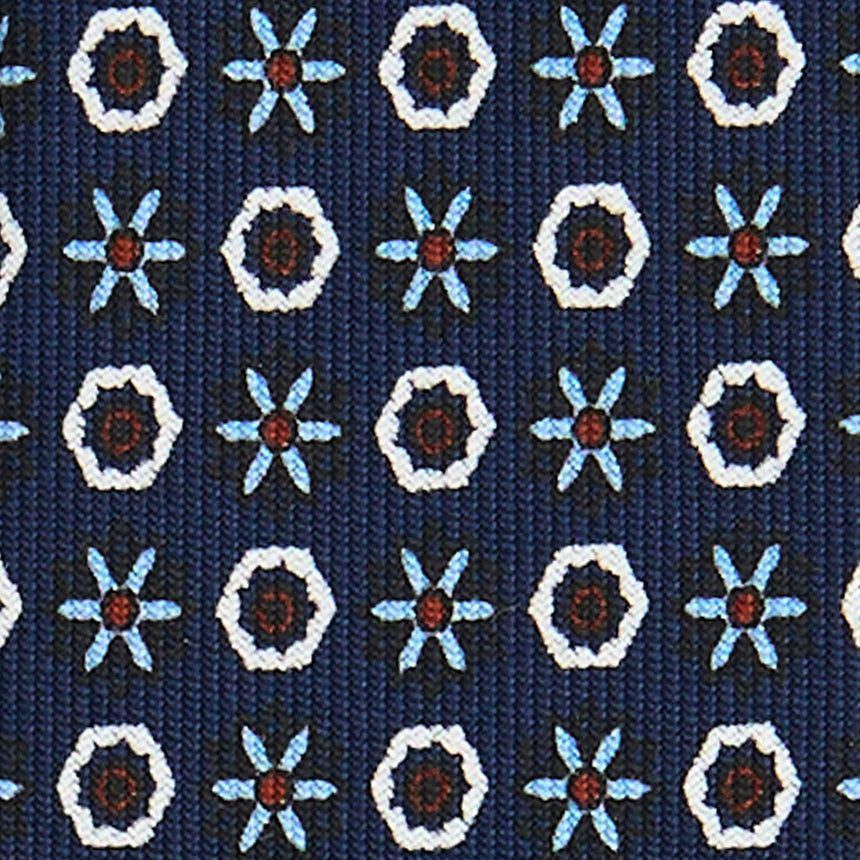 DARK BLUE SARTORIAL 7 CM PRINTED SILK TIE