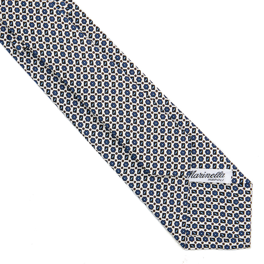 CRAVATTA SARTORIALE 7 CM IN SETA STAMPATA BIANCA