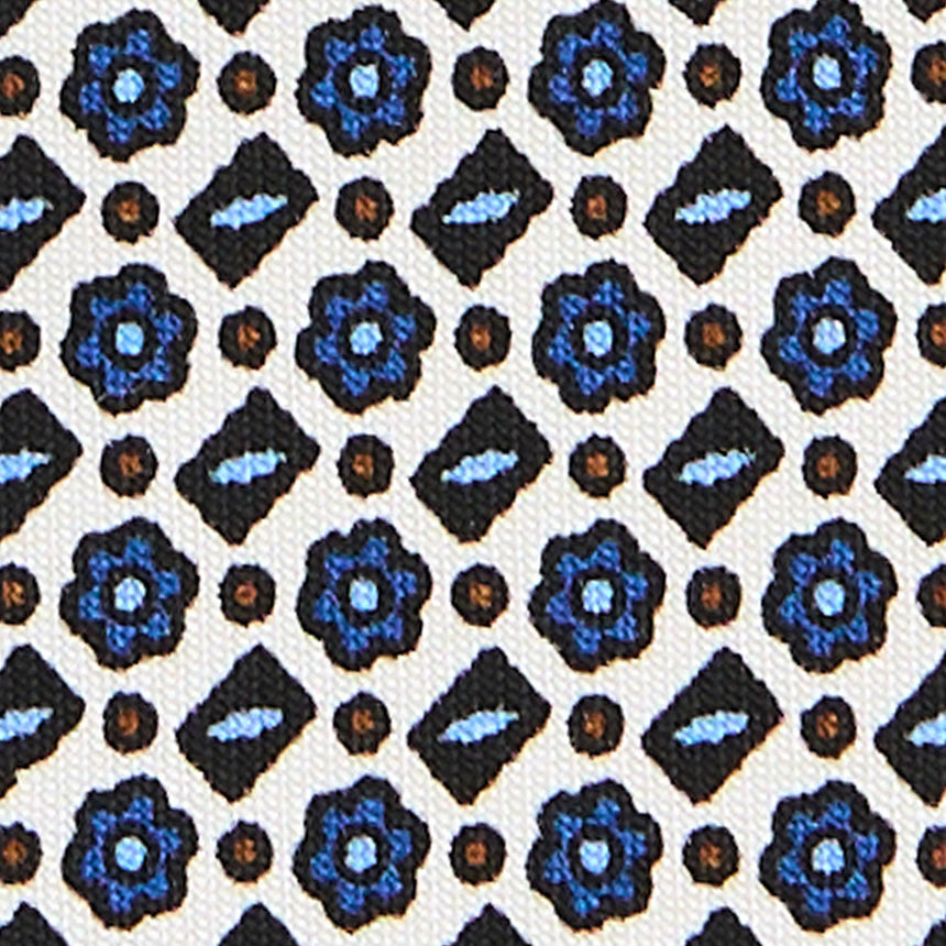 CRAVATTA SARTORIALE 7 CM IN SETA STAMPATA BIANCA