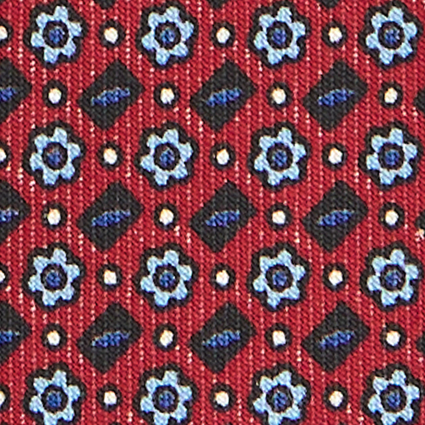 BURGUNDY SARTORIAL 7 CM PRINTED SILK TIE