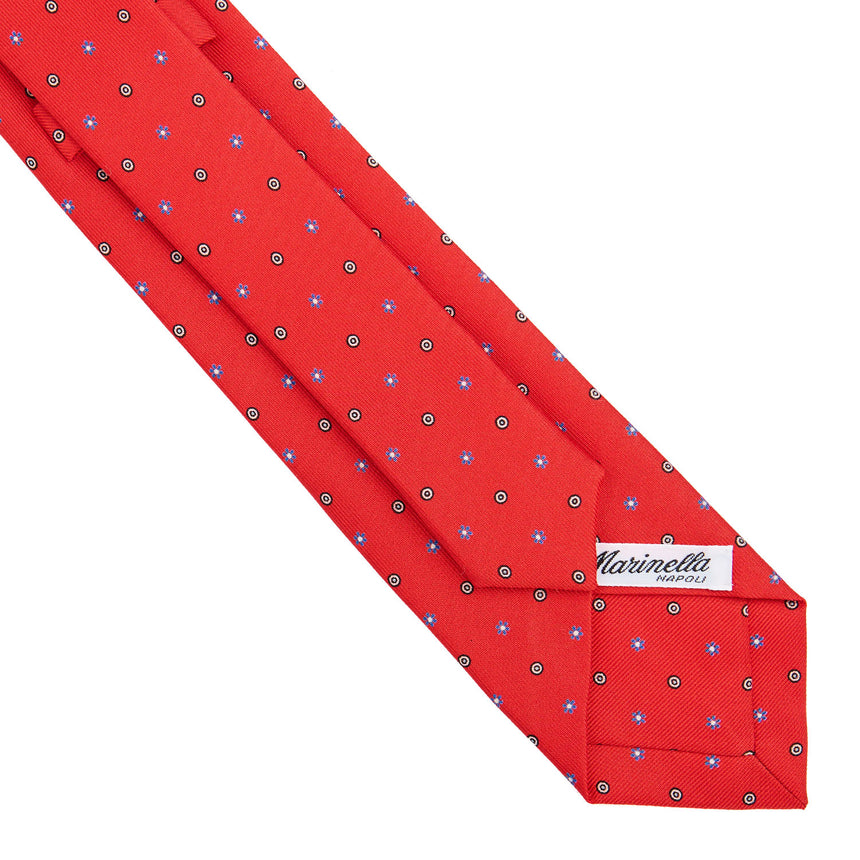 CRAVATTA SARTORIALE 7 CM IN SETA STAMPATA ROSSA