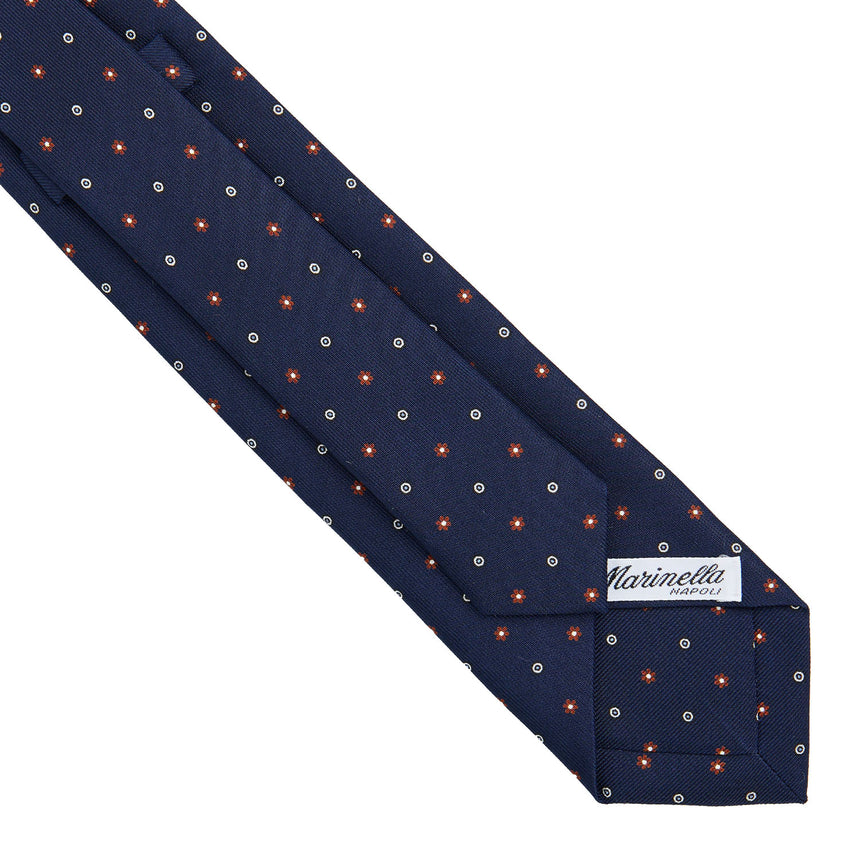 DARK BLUE SARTORIAL 7 CM PRINTED SILK TIE