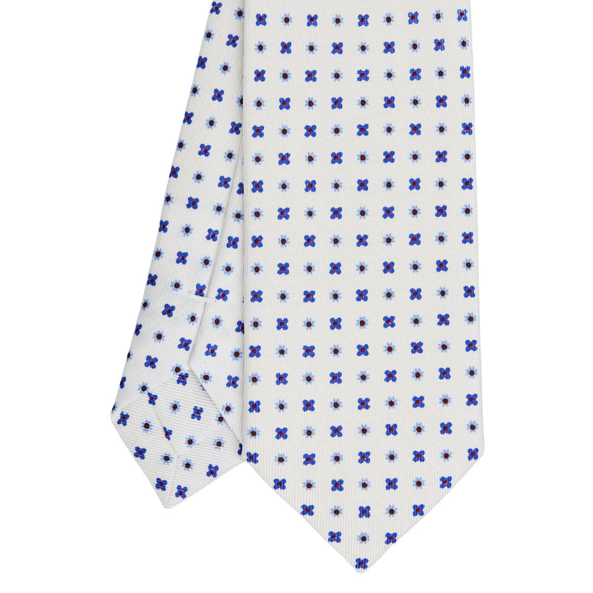 WHITE SARTORIAL 7 CM PRINTED SILK TIE
