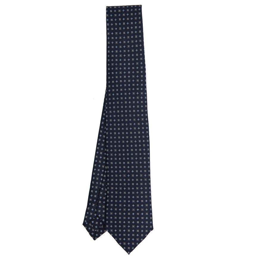DARK BLUE SARTORIAL 7 CM PRINTED SILK TIE