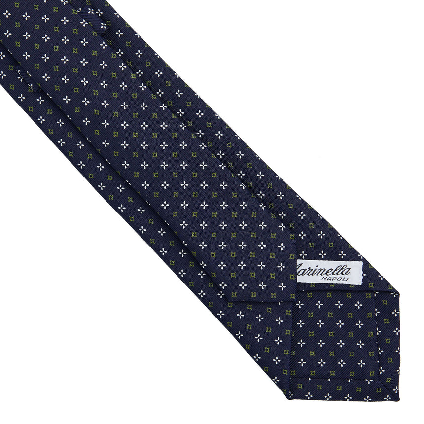CRAVATTA SARTORIALE 7 CM IN SETA STAMPATA BLU SCURO