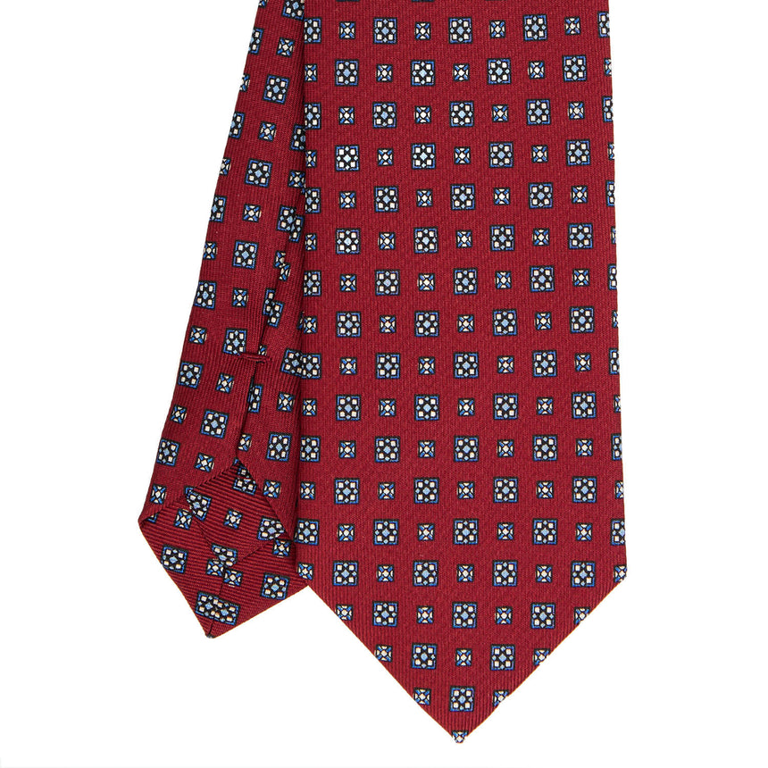 CRAVATTA SARTORIALE 7 CM IN SETA STAMPATA BORDEAUX