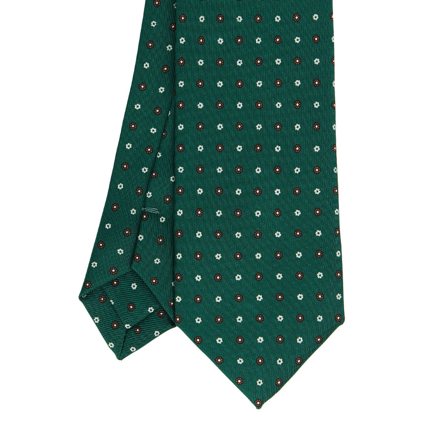 DARK GREEN SARTORIAL 7 CM PRINTED SILK TIE