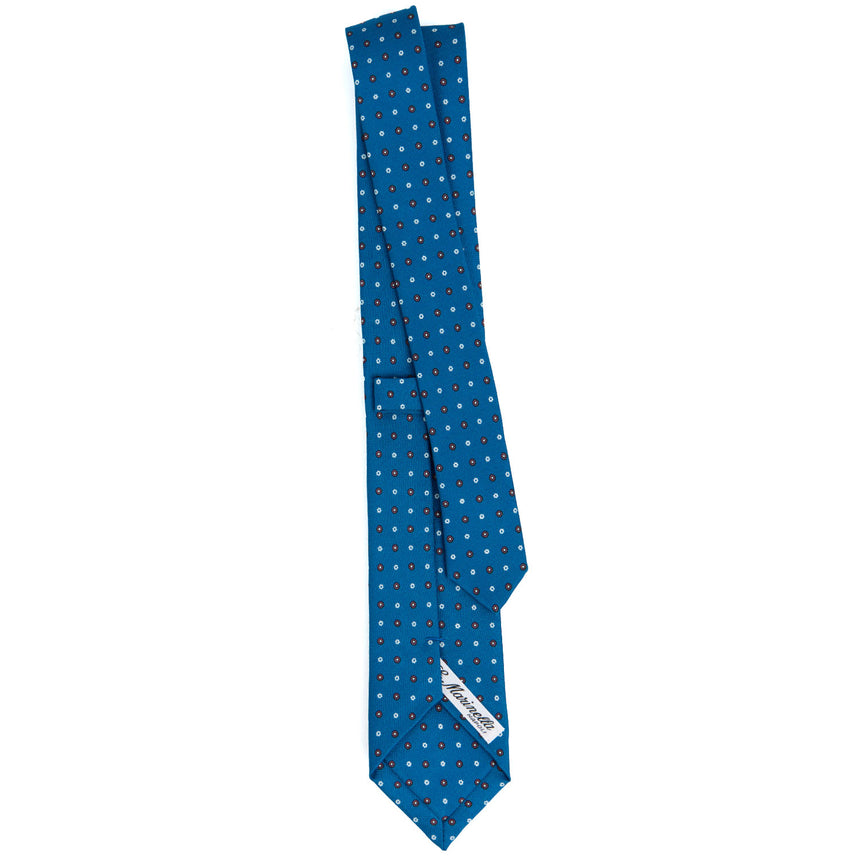 CRAVATTA SARTORIALE 7 CM IN SETA STAMPATA BLU MEDIO