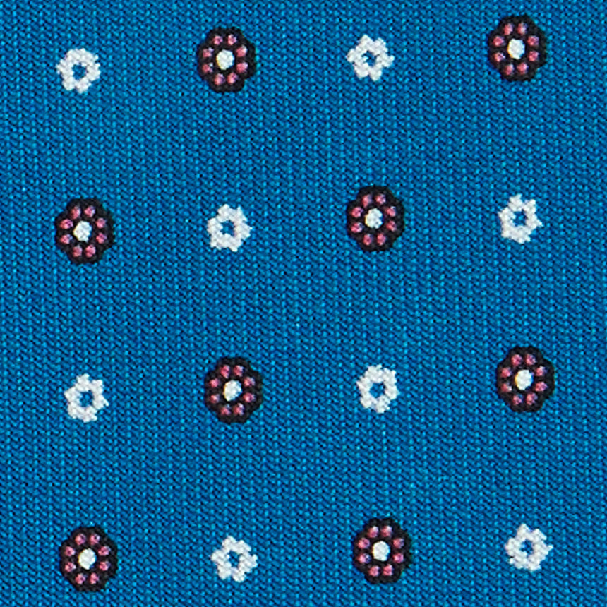 CRAVATTA SARTORIALE 7 CM IN SETA STAMPATA BLU MEDIO