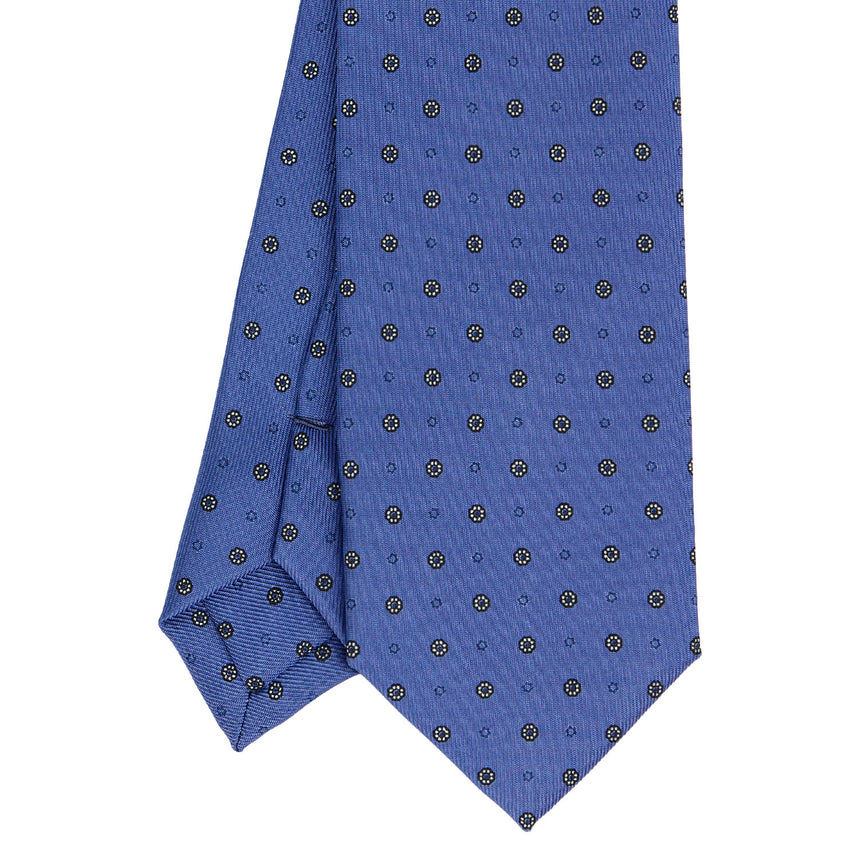 CRAVATTA SARTORIALE 7 CM IN SETA STAMPATA AZZURRO POLVERE