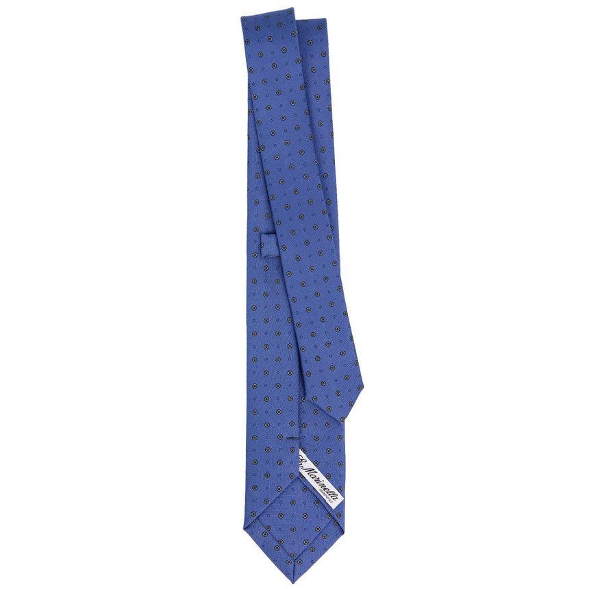 CRAVATTA SARTORIALE 7 CM IN SETA STAMPATA AZZURRO POLVERE