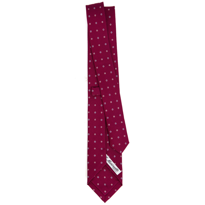 CRAVATTA SARTORIALE 7 CM IN SETA STAMPATA BORDEAUX