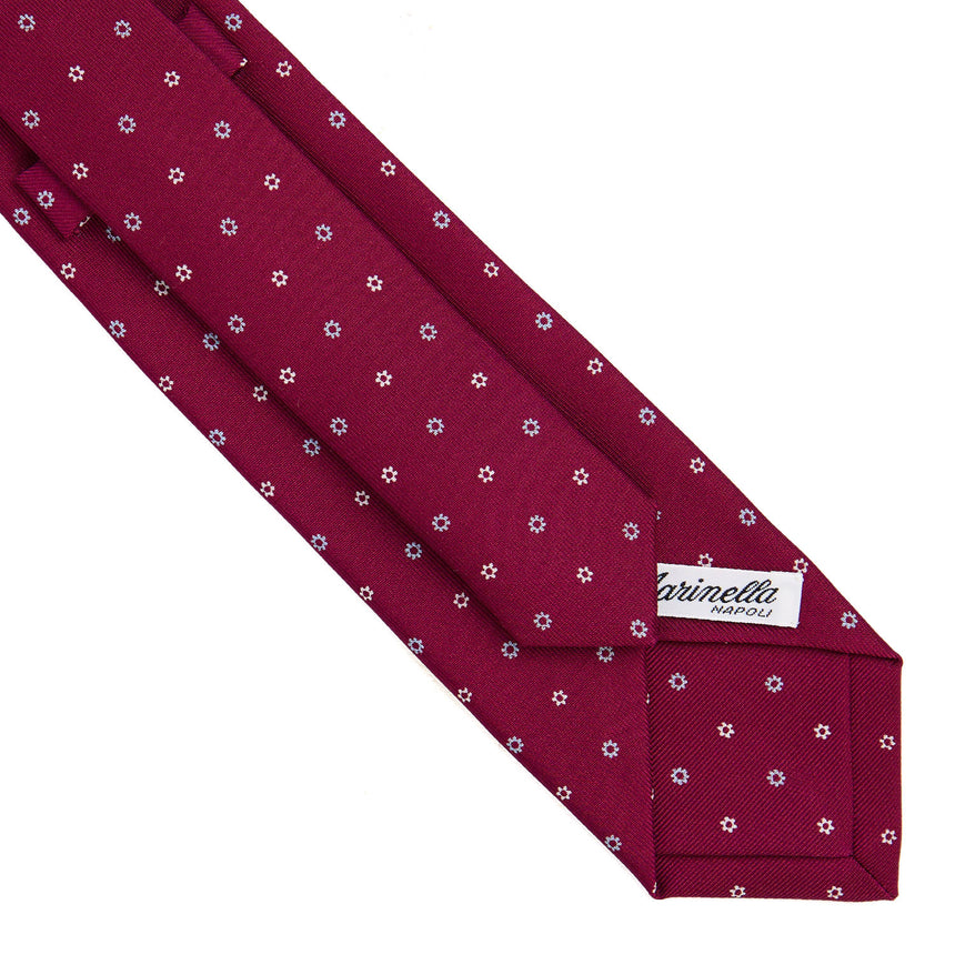 CRAVATTA SARTORIALE 7 CM IN SETA STAMPATA BORDEAUX