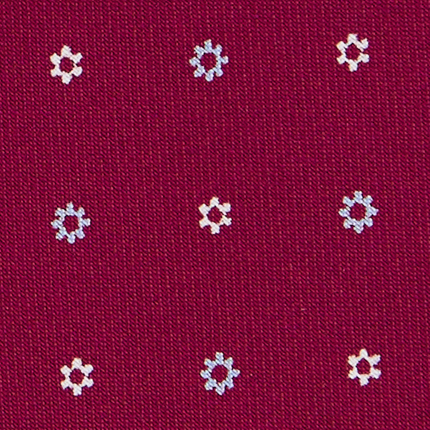 CRAVATTA SARTORIALE 7 CM IN SETA STAMPATA BORDEAUX