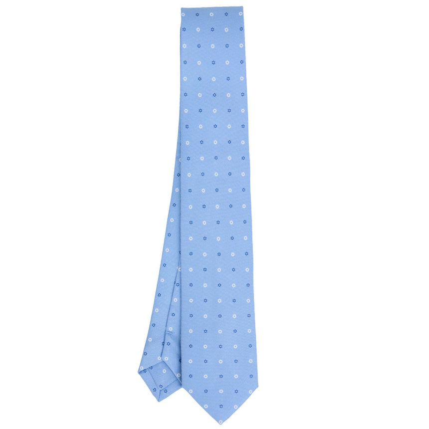 LIGHT BLUE SARTORIAL 7 CM PRINTED SILK TIE