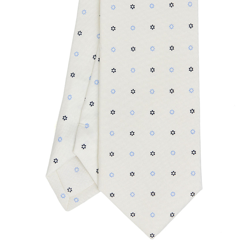CRAVATTA SARTORIALE 7 CM IN SETA STAMPATA BIANCA