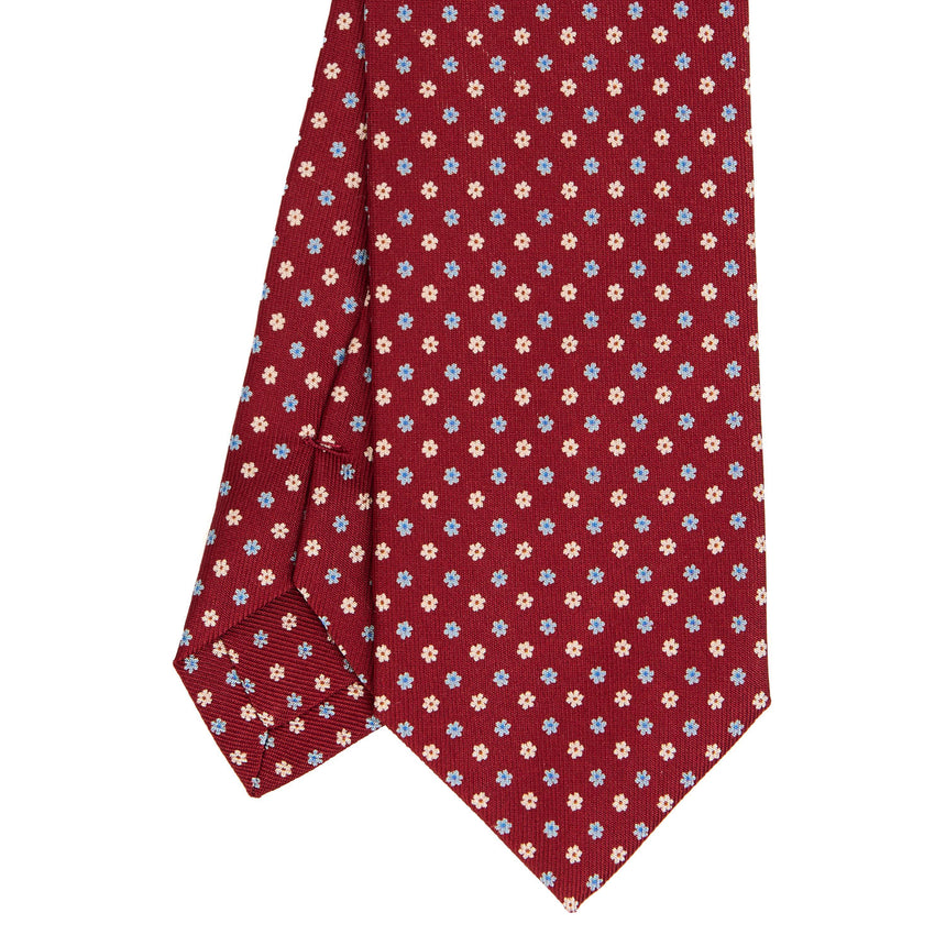CRAVATTA SARTORIALE 7 CM IN SETA STAMPATA BORDEAUX