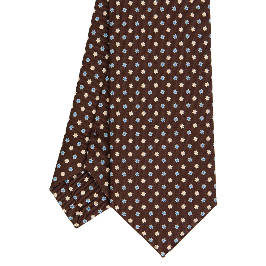 DARK BROWN SARTORIAL 7 CM PRINTED SILK TIE