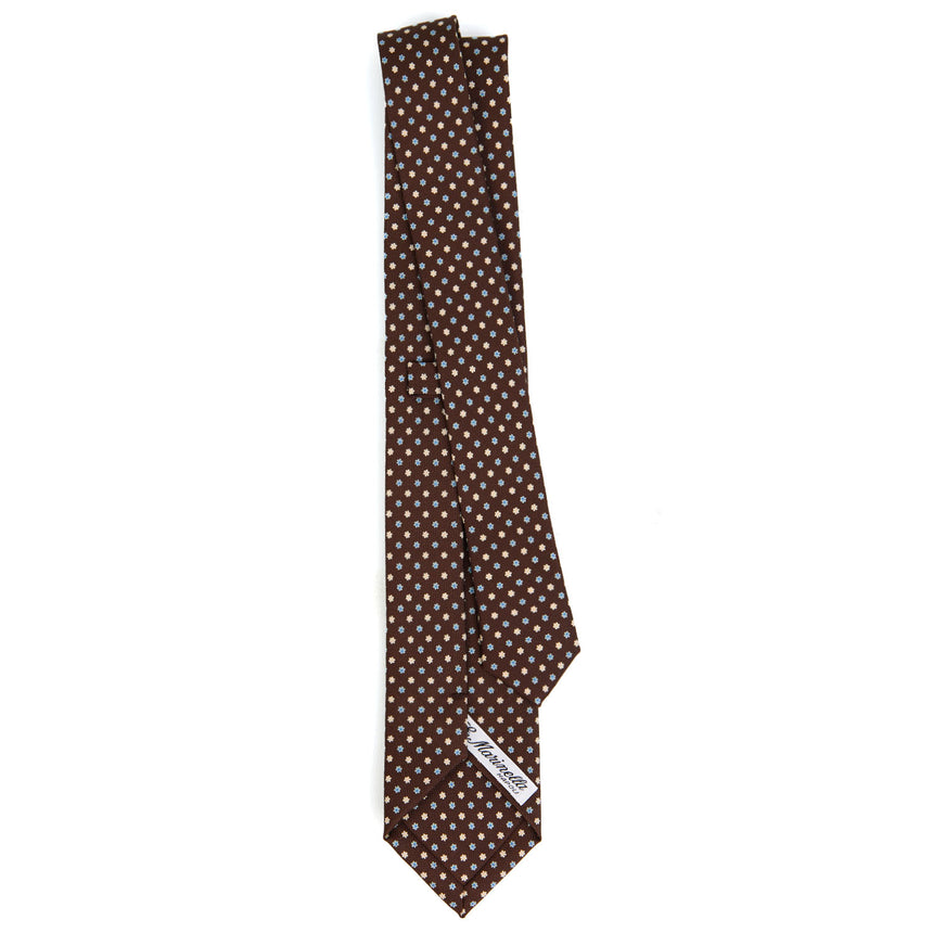 DARK BROWN SARTORIAL 7 CM PRINTED SILK TIE