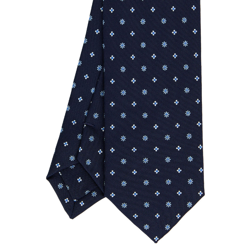 DARK BLUE SARTORIAL 7 CM PRINTED SILK TIE