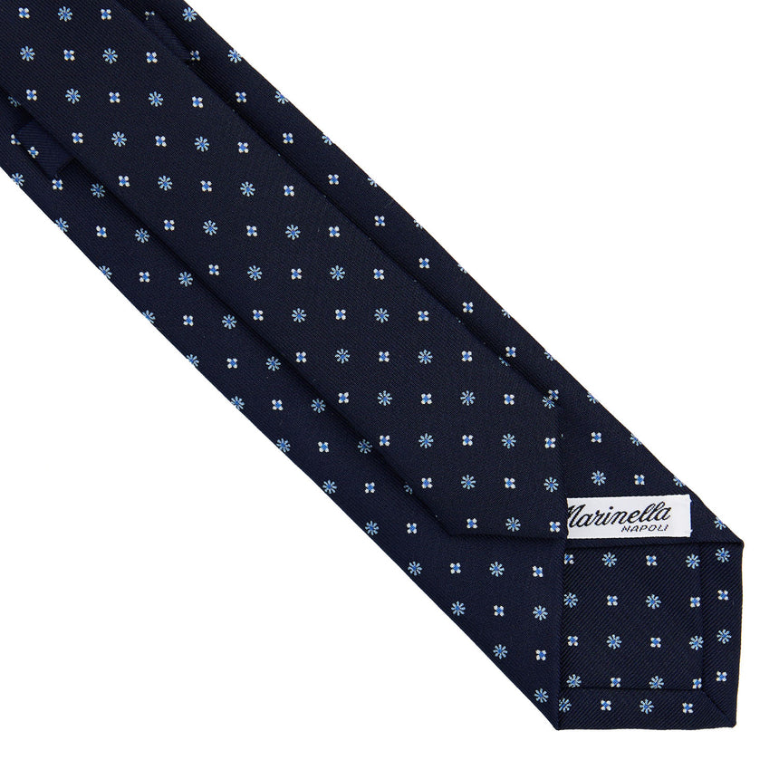 DARK BLUE SARTORIAL 7 CM PRINTED SILK TIE