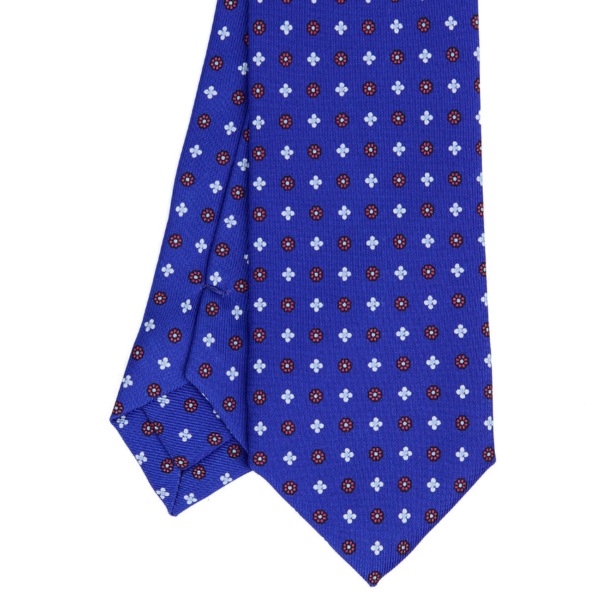 CRAVATTA SARTORIALE 7 CM IN SETA STAMPATA BLUETTE