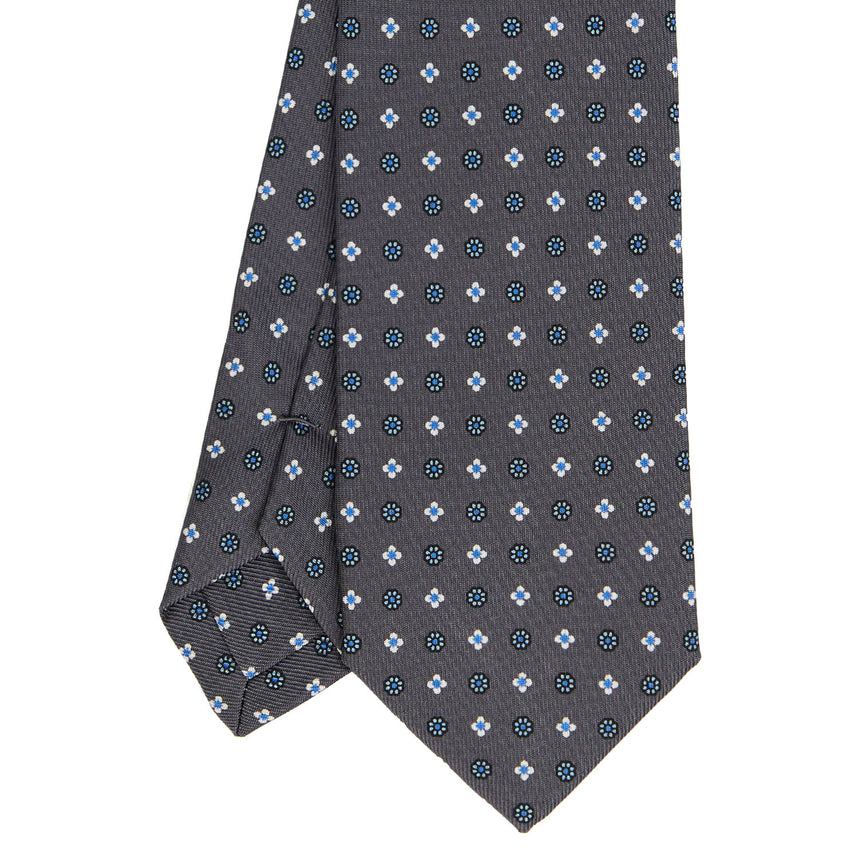 DARK GREY SARTORIAL 7 CM PRINTED SILK TIE
