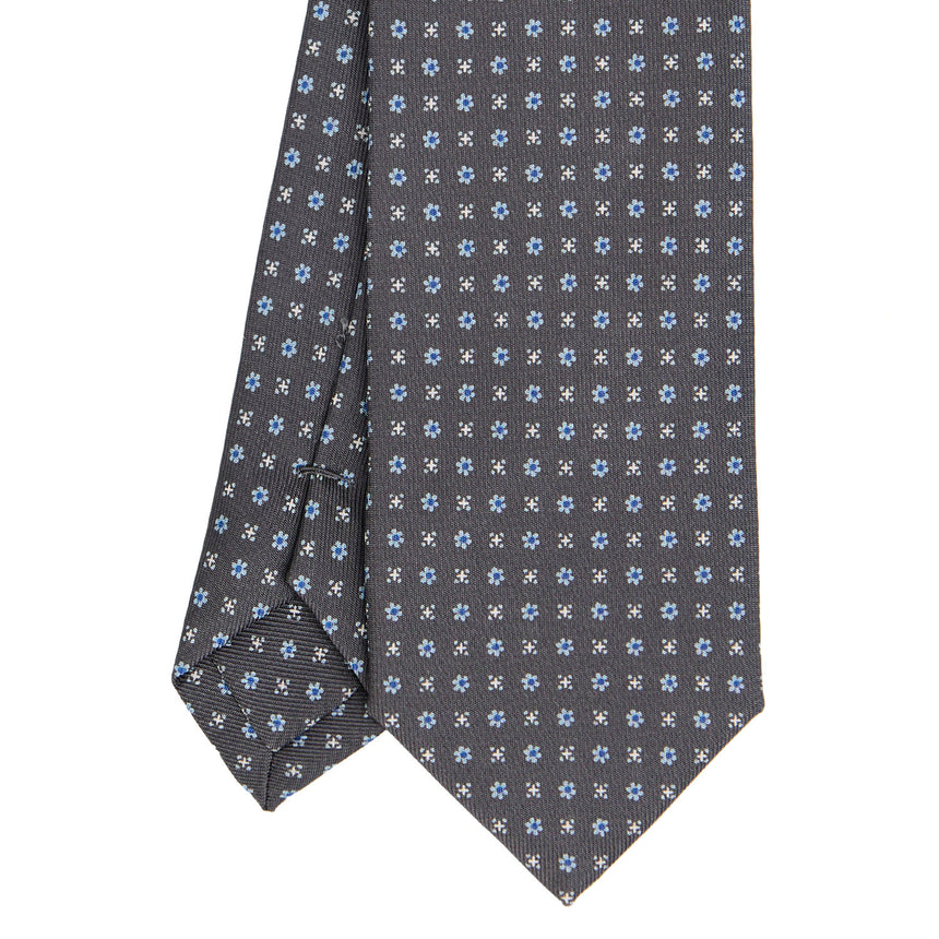 CRAVATTA SARTORIALE 7 CM IN SETA STAMPATA GRIGIO SCURO