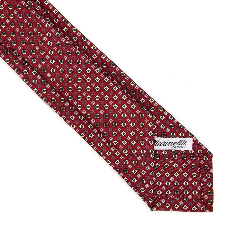 CRAVATTA SARTORIALE 7 CM IN SETA STAMPATA BORDEAUX
