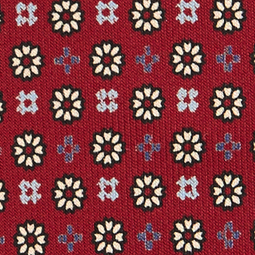 CRAVATTA SARTORIALE 7 CM IN SETA STAMPATA BORDEAUX