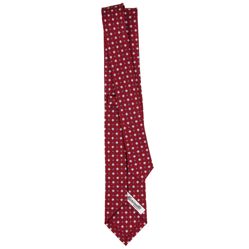 CRAVATTA SARTORIALE 7 CM IN SETA STAMPATA BORDEAUX