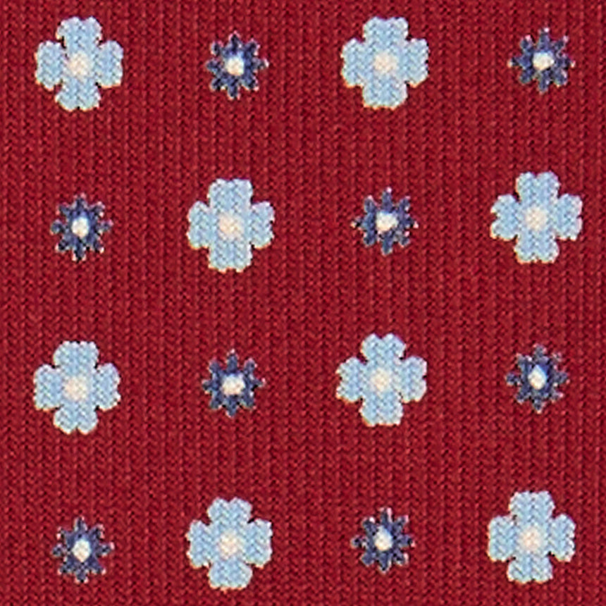 CRAVATTA SARTORIALE 7 CM IN SETA STAMPATA BORDEAUX