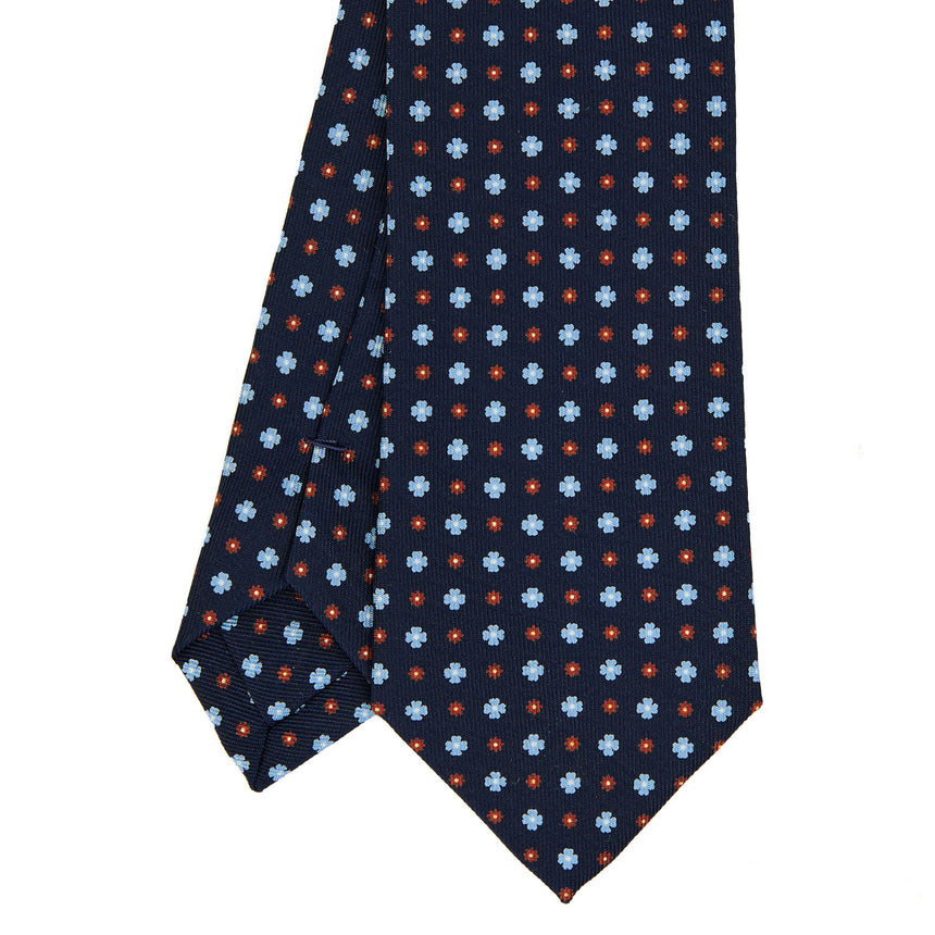 DARK BLUE SARTORIAL 7 CM PRINTED SILK TIE