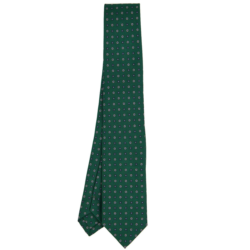 CRAVATTA SARTORIALE 7 CM IN SETA STAMPATA VERDE SCURO