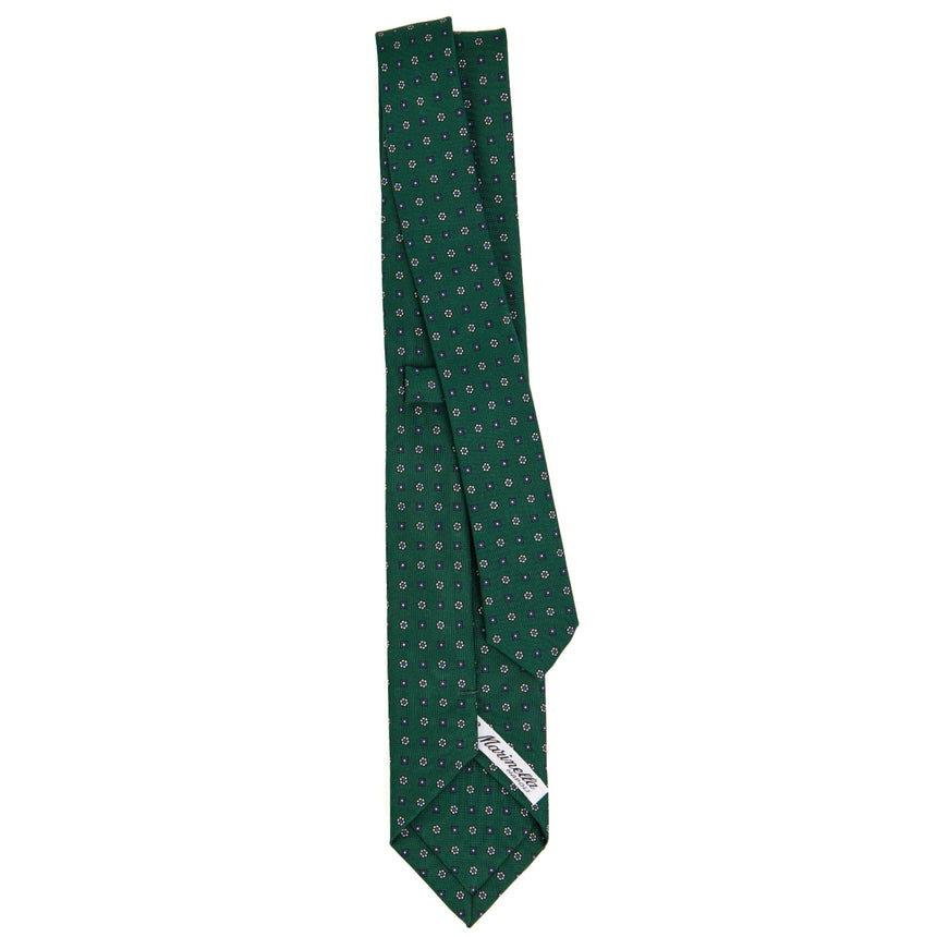 CRAVATTA SARTORIALE 7 CM IN SETA STAMPATA VERDE SCURO