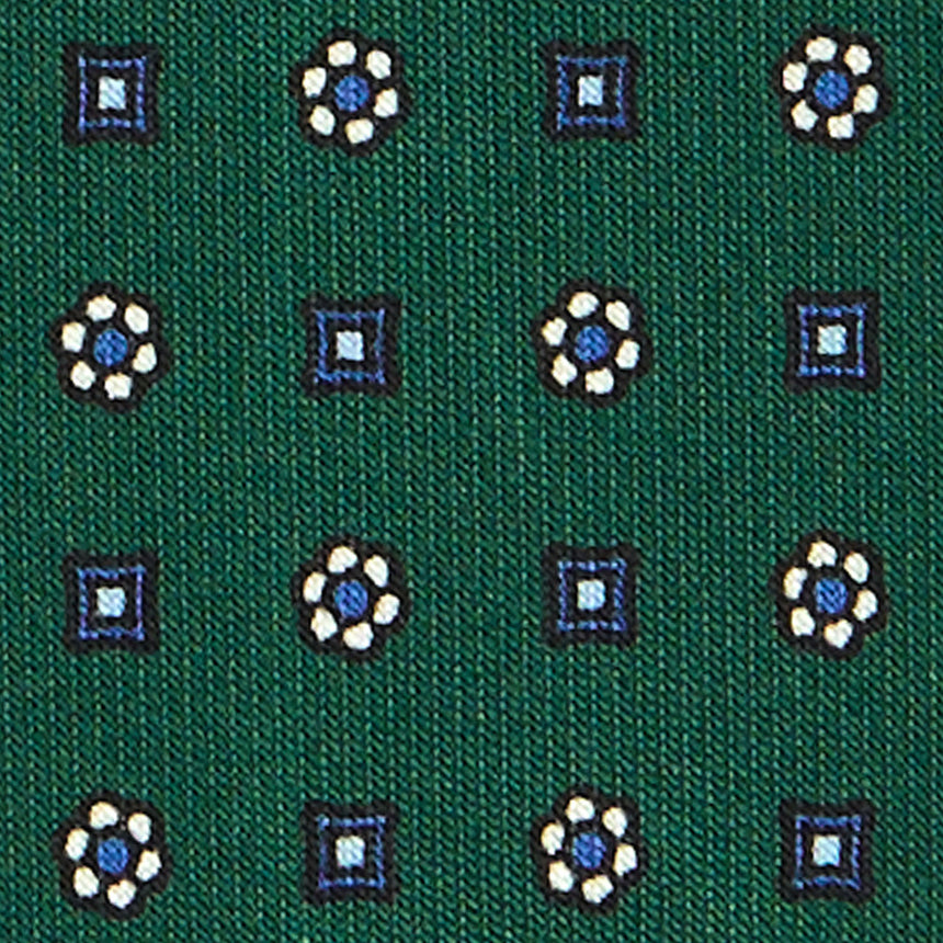 CRAVATTA SARTORIALE 7 CM IN SETA STAMPATA VERDE SCURO