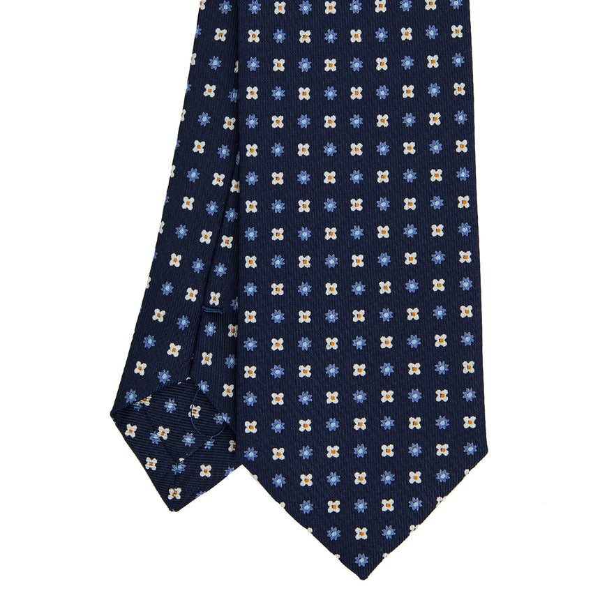 DARK BLUE SARTORIAL 7 CM PRINTED SILK TIE