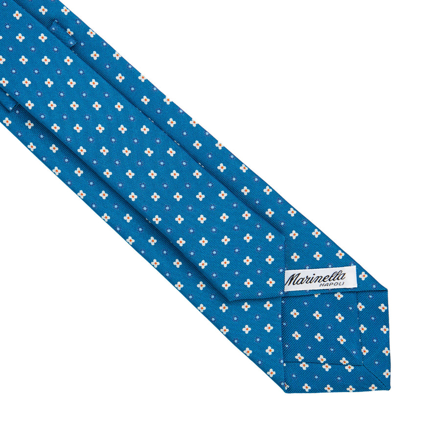 MID BLUE SARTORIAL 7 CM PRINTED SILK TIE