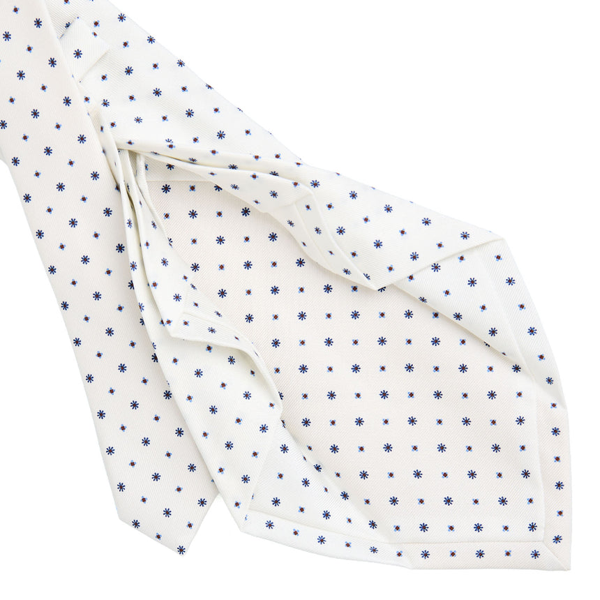 WHITE 7 FOLD SARTORIAL SILK TIE