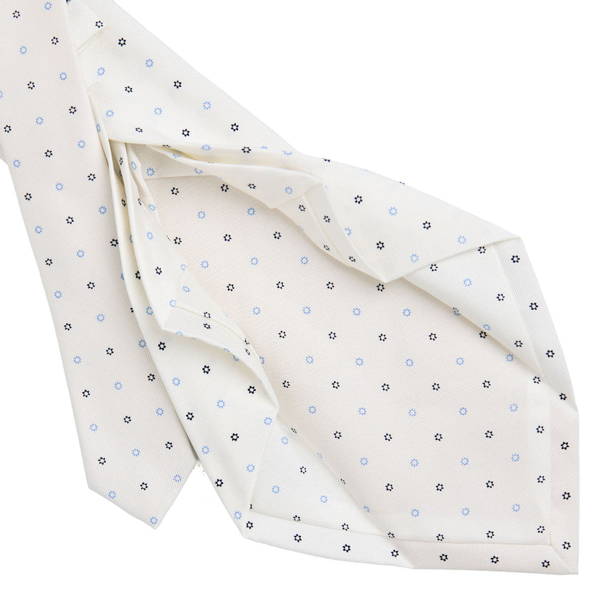 WHITE 7 FOLD SARTORIAL SILK TIE